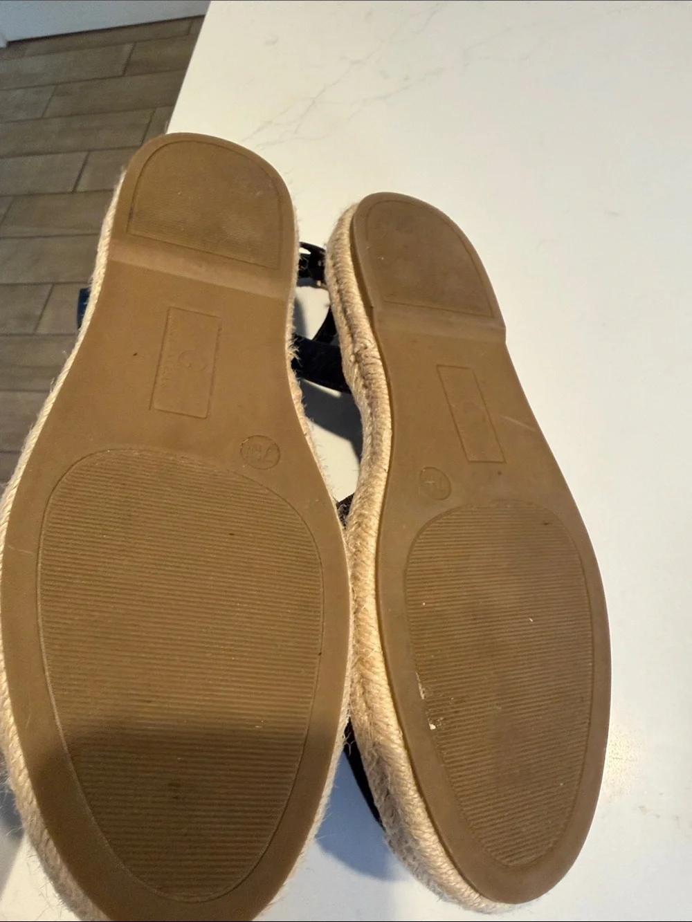 G by Guess Black Suede Espadrille Ankle-Strap Flats